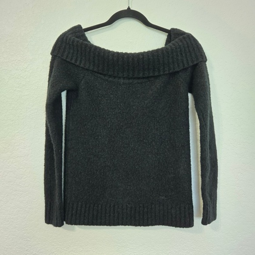 Lovers + Friends Off Shoulder Black Wool Blend Knit Sweater Medium